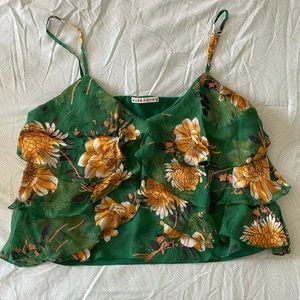 Alice & Olivia green floral top